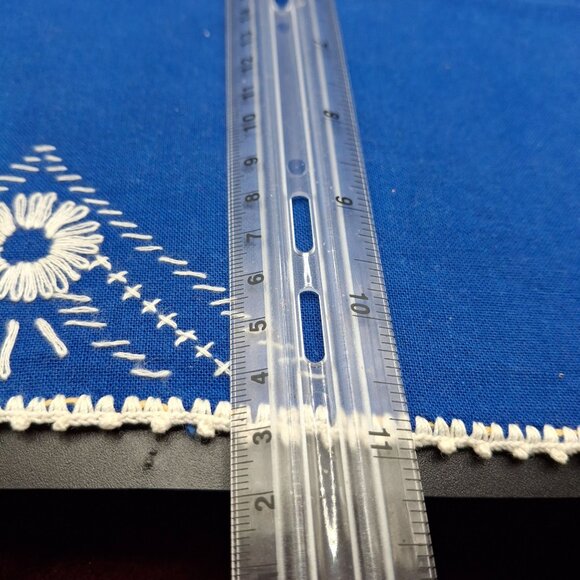 Sindhi Embroidery Blue Handcrafted C38rocheted edge Cotton Table Napkin Set of S - Picture 2 of 5